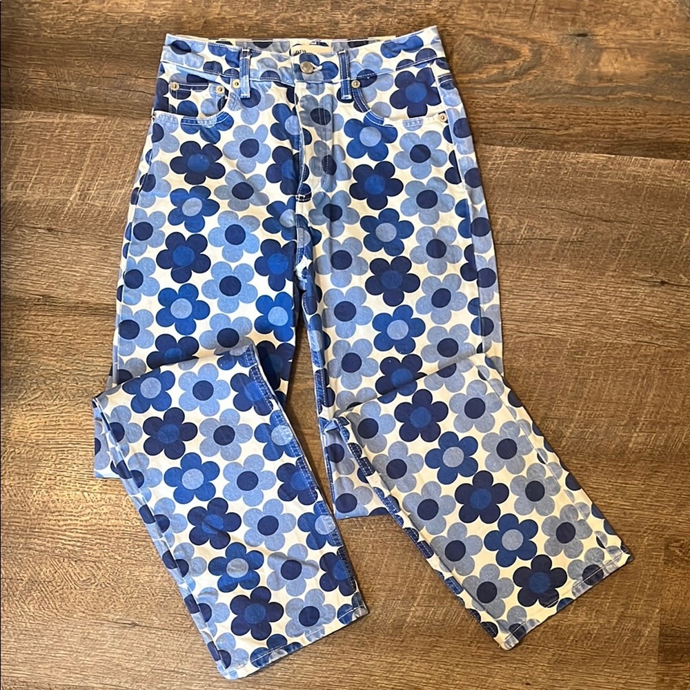 Zara Blue Floral Patterned Pants